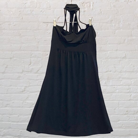 VINTAGE BODY CENTRAL -- Black Cocktail Dress, Knee-Length w/Strappy Halter Neck - Picture 10 of 16